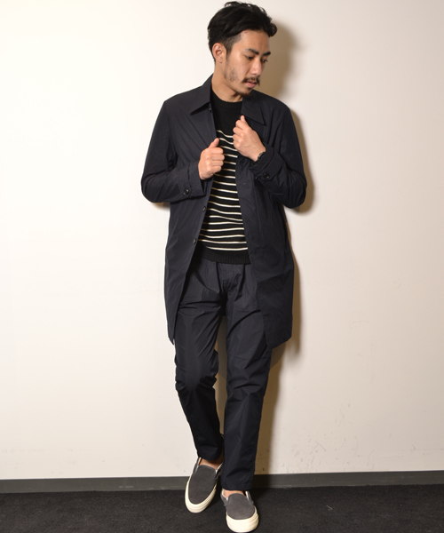 COMMONWARE AMERICAN RAG CIE&Magine（コモンウェアアメリカンラグシーアンド マージン）の「AMERICAN RAG CIE&Magine COMMONWARE 3ピースコットンステンカラーコート 114-AMG-1434-621AMG（ステンカラーコート・メンズ・ベージュ/ネイビー・44）」の12枚目の写真