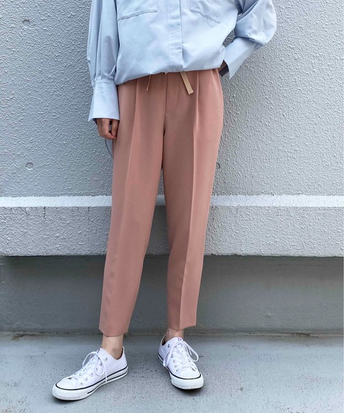 再入荷高評価 のウエストリボンテーパードパンツ 特売 の