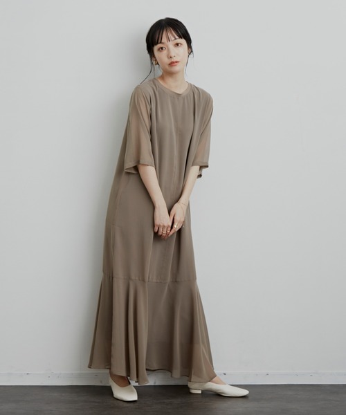 Aunt Marie's（アントマリーズ）の「シアーフレアラインワンピース / AUNT MARIE'S（ワンピース・レディース・ブラック/ブルー/モカ・FREE）」の18枚目の写真