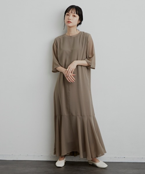 Aunt Marie's（アントマリーズ）の「シアーフレアラインワンピース / AUNT MARIE'S（ワンピース・レディース・ブラック/ブルー/モカ・FREE）」の15枚目の写真