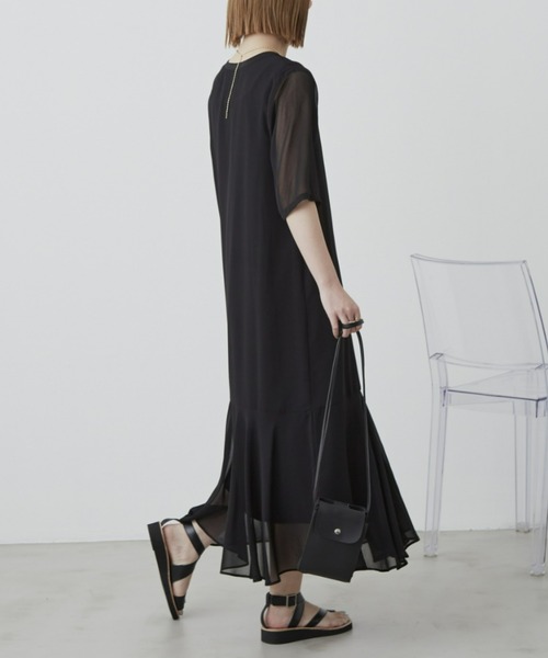 Aunt Marie's（アントマリーズ）の「シアーフレアラインワンピース / AUNT MARIE'S（ワンピース・レディース・ブラック/ブルー/モカ・FREE）」の7枚目の写真