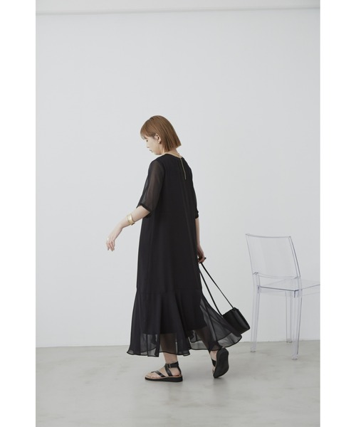 Aunt Marie's（アントマリーズ）の「シアーフレアラインワンピース / AUNT MARIE'S（ワンピース・レディース・ブラック/ブルー/モカ・FREE）」の8枚目の写真