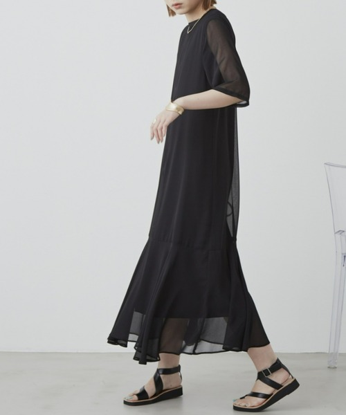 Aunt Marie's（アントマリーズ）の「シアーフレアラインワンピース / AUNT MARIE'S（ワンピース・レディース・ブラック/ブルー/モカ・FREE）」の9枚目の写真