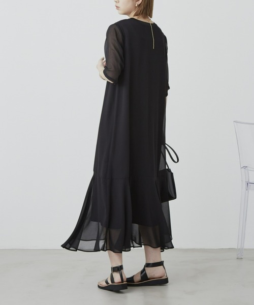 Aunt Marie's（アントマリーズ）の「シアーフレアラインワンピース / AUNT MARIE'S（ワンピース・レディース・ブラック/ブルー/モカ・FREE）」の10枚目の写真
