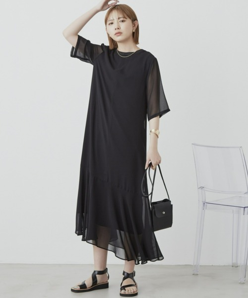 Aunt Marie's（アントマリーズ）の「シアーフレアラインワンピース / AUNT MARIE'S（ワンピース・レディース・ブラック/ブルー/モカ・FREE）」の11枚目の写真