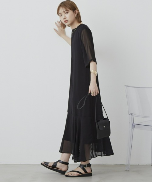 Aunt Marie's（アントマリーズ）の「シアーフレアラインワンピース / AUNT MARIE'S（ワンピース・レディース・ブラック/ブルー/モカ・FREE）」の12枚目の写真