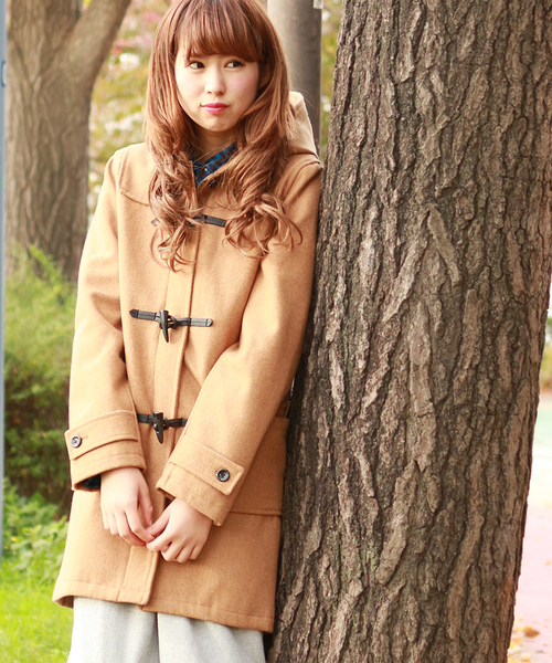 GIORDANO（ジョルダーノ）の「[GIORDANO]メルトンダッフルコート（ダッフルコート・レディース・ブラック/グレー/ベージュ・MEDIUM/LARGE）」の3枚目の写真