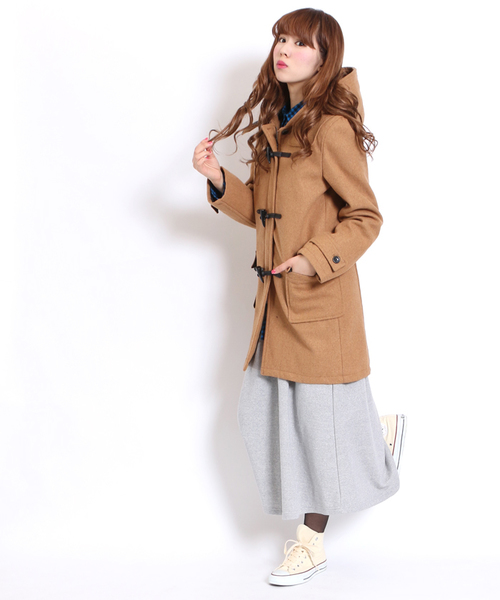 GIORDANO（ジョルダーノ）の「[GIORDANO]メルトンダッフルコート（ダッフルコート・レディース・ブラック/グレー/ベージュ・MEDIUM/LARGE）」の14枚目の写真