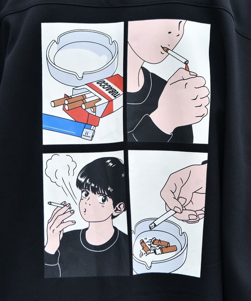 Perushu(ペルーシュ)の「バックプリントオーバーシャツ(シャツ/ブラウス・メンズ・ブラック/グレイッシュベージュ/ダークブルー・MEDIUM/LARGE)」の14枚目の写真