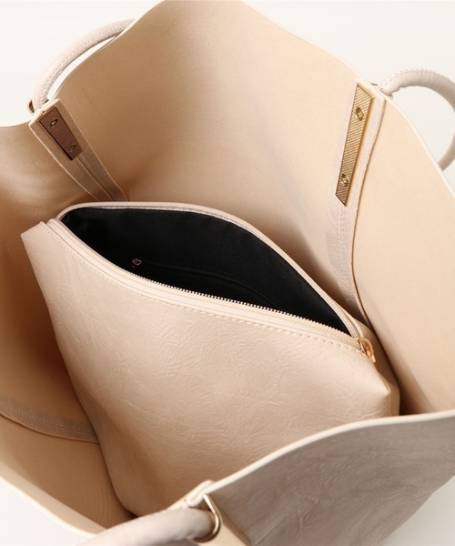 Ambre Neige(アンブルネージュ)の「【ポーチ付き】エコレザーセットトートバック/WEB/EC限定商品(トートバッグ・レディース・ライトブラウン/アイボリー/ダークブラウン/マスタード/ベージュ/ブラック・FREE)」の8枚目の写真