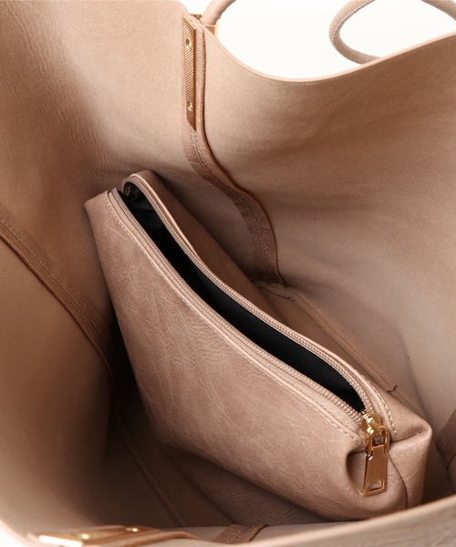 Ambre Neige(アンブルネージュ)の「【ポーチ付き】エコレザーセットトートバック/WEB/EC限定商品(トートバッグ・レディース・ライトブラウン/アイボリー/ダークブラウン/マスタード/ベージュ/ブラック・FREE)」の12枚目の写真