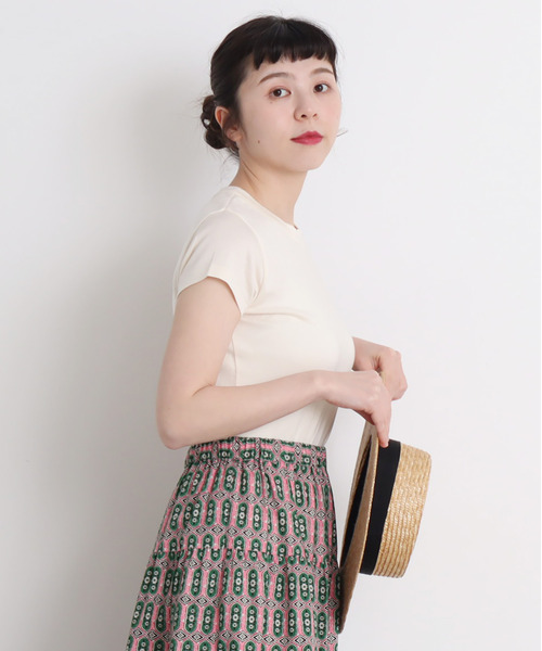 CHILD WOMAN（チャイルドウーマン）の「連シルフライスクルーネック半袖プルオーバー（Tシャツ/カットソー・レディース・ホワイト/ブラック/ブラウン/レッド/サックスブルー/ピンク/ブルー/その他/キナリ・FREE）」の3枚目の写真