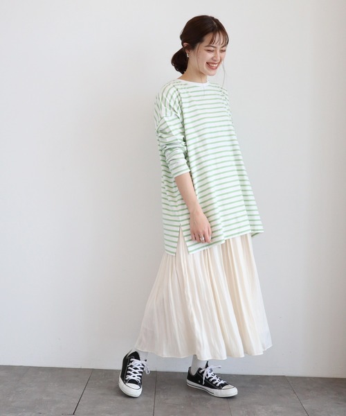 AMERICAN HOLIC(アメリカンホリック)の「サイドスリットオーバーカットチュニック(Tシャツ/カットソー・レディース・ネイビー/ピンク/ブルー/グリーン/オフホワイト・MEDIUM/LARGE)」の17枚目の写真