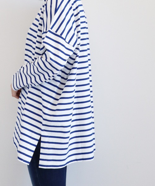 AMERICAN HOLIC(アメリカンホリック)の「サイドスリットオーバーカットチュニック(Tシャツ/カットソー・レディース・ネイビー/ピンク/ブルー/グリーン/オフホワイト・MEDIUM/LARGE)」の7枚目の写真