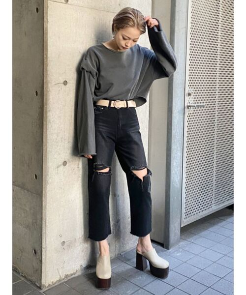 EMODA（エモダ）の「ヴィンテージスムースベルト（ベルト・レディース・ブラック/ベージュ・FREE）」の4枚目の写真