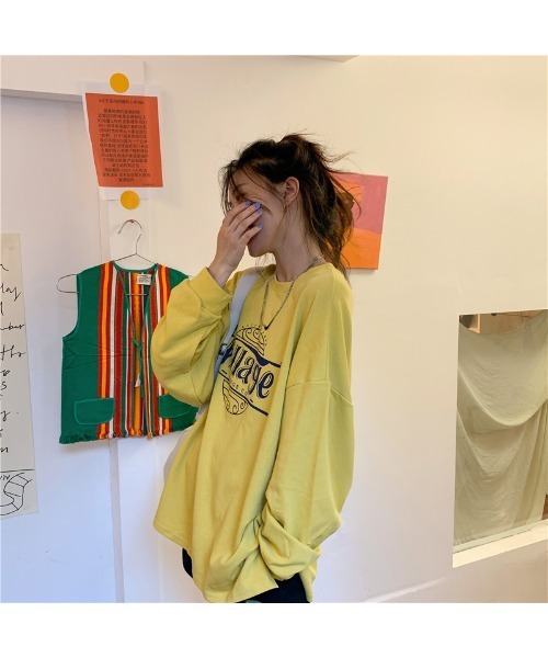 DEVICE(デバイス)の「シックデザイン ルーズ ロングスリーブ ヴィンテージライク 古着風 スウェット トレーナー ロンT(スウェット・レディース・グレー/イエロー/ダークグレー・FREE)」の22枚目の写真