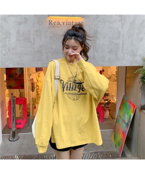 DEVICE(デバイス)の「シックデザイン ルーズ ロングスリーブ ヴィンテージライク 古着風 スウェット トレーナー ロンT(スウェット・レディース・グレー/イエロー/ダークグレー・FREE)」の14枚目の写真