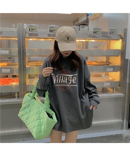 DEVICE(デバイス)の「シックデザイン ルーズ ロングスリーブ ヴィンテージライク 古着風 スウェット トレーナー ロンT(スウェット・レディース・グレー/イエロー/ダークグレー・FREE)」の13枚目の写真