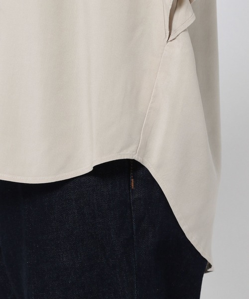 GLOBAL WORK（グローバルワーク）の「サラサラリラックスブラウス半袖/933970（シャツ/ブラウス・レディース・カーキ/サックスブルー/アイボリー/ダークブルー/ホワイト系その他2/オレンジ系その他3/ライトイエロー/グリーン/ラベンダー・SMALL/MEDIUM/LARGE）」の12枚目の写真