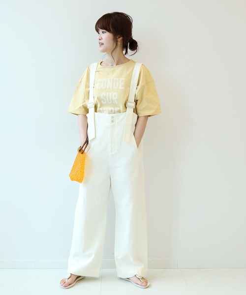 Simplicite（サンプリシテ）の「ハイウエストサロペット◆（サロペット/オーバーオール・レディース・ホワイト/ベージュ・FREE）」の5枚目の写真