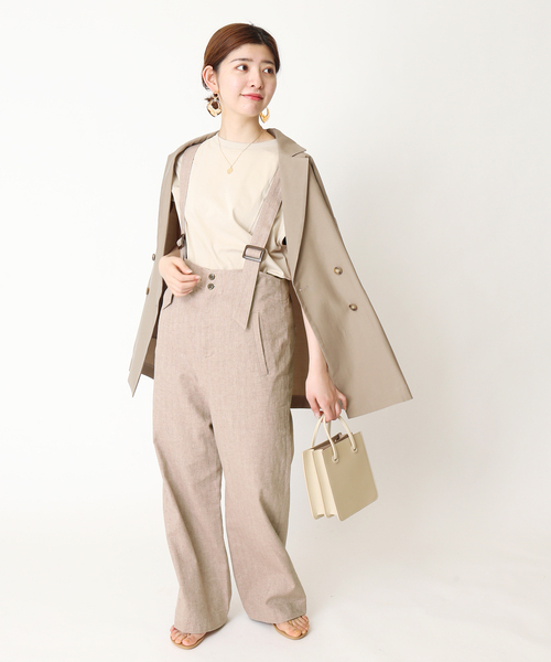 Simplicite（サンプリシテ）の「ハイウエストサロペット◆（サロペット/オーバーオール・レディース・ホワイト/ベージュ・FREE）」の11枚目の写真