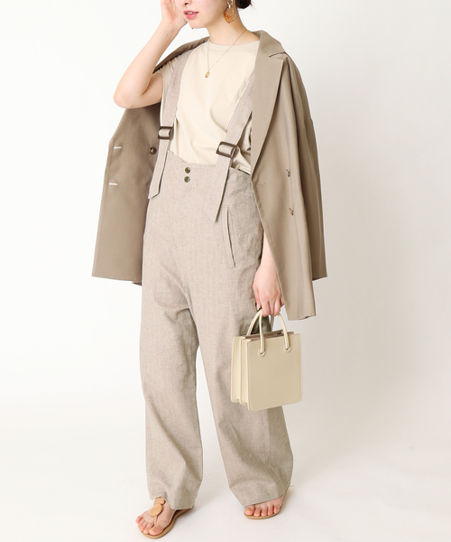 Simplicite（サンプリシテ）の「ハイウエストサロペット◆（サロペット/オーバーオール・レディース・ホワイト/ベージュ・FREE）」の13枚目の写真