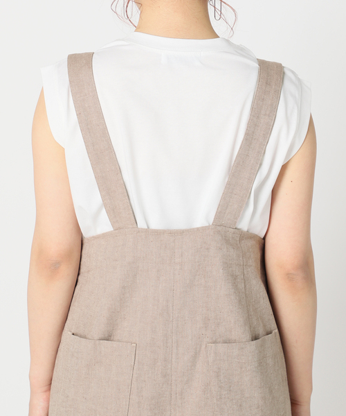 Simplicite（サンプリシテ）の「ハイウエストサロペット◆（サロペット/オーバーオール・レディース・ホワイト/ベージュ・FREE）」の21枚目の写真