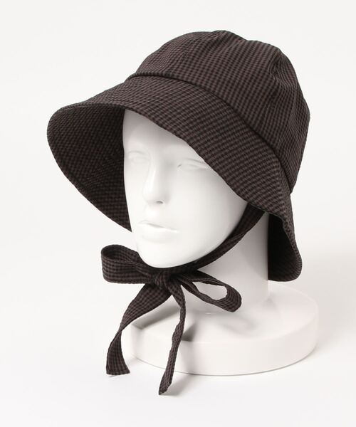 ROPE' PICNIC（ロペピクニック）の「【ウォッシャブル・吸水速乾】サッカーチェックアーミッシュハット（ハット・レディース・オフホワイト/ブラウン・FREE）」の12枚目の写真