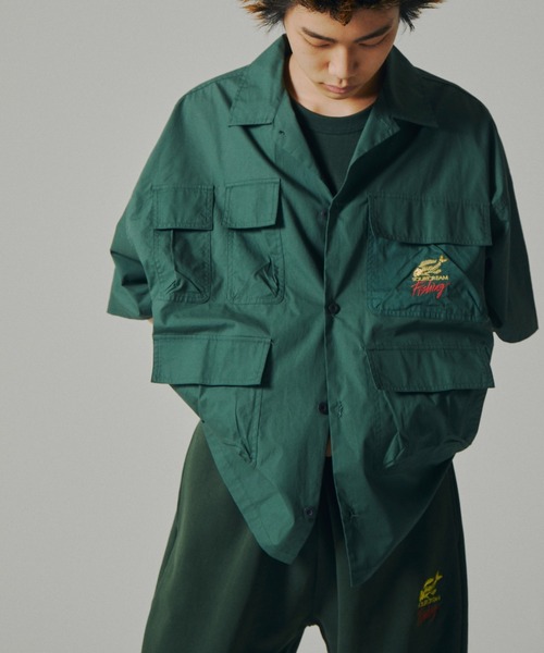 Sourcream(サワークリーム)の「【Sourcream/サワークリーム】FISH MIL SHIRTS(シャツ/ブラウス・メンズ・ブラック/ブルー/グリーン・FREE)」の4枚目の写真
