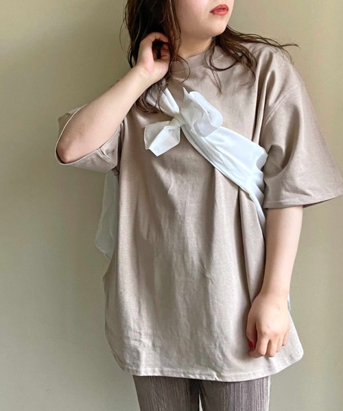 prose verse（プロズヴェール）の「《ZOZO限定》USコットンラウンドヘムオーバーサイズTee（Tシャツ/カットソー・レディース・チャコールグレー/パープル/ブラウン/オフホワイト/グレイッシュベージュ・ﾌﾘ-）」の4枚目の写真