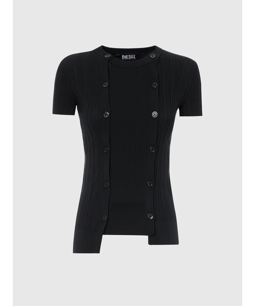 DIESEL（ディーゼル）の「レディース 半袖 ニット ボタンディテール クルーネック（ニット/セーター・レディース・ブラック/カーキ/レッド・SMALL/MEDIUM/LARGE）」の16枚目の写真
