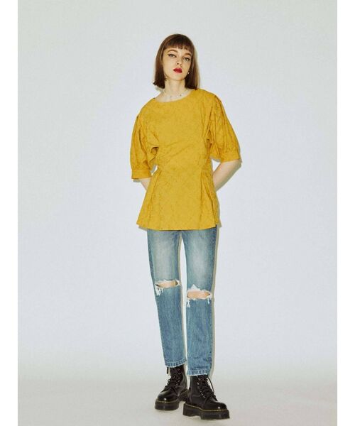 jouetie（ジュエティ）の「タックジャガードブラウス（シャツ/ブラウス・レディース・オフホワイト/ブラック/ピンク/イエロー・MEDIUM）」の14枚目の写真