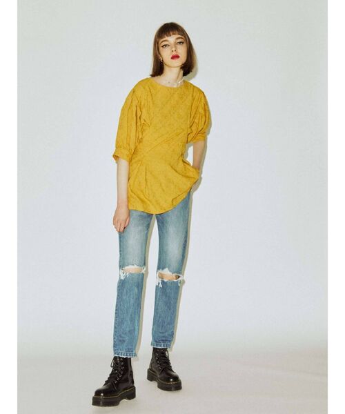 jouetie（ジュエティ）の「タックジャガードブラウス（シャツ/ブラウス・レディース・オフホワイト/ブラック/ピンク/イエロー・MEDIUM）」の9枚目の写真