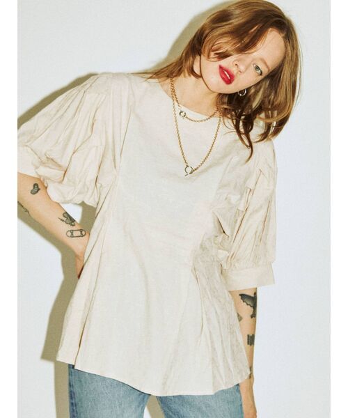 jouetie（ジュエティ）の「タックジャガードブラウス（シャツ/ブラウス・レディース・オフホワイト/ブラック/ピンク/イエロー・MEDIUM）」の20枚目の写真