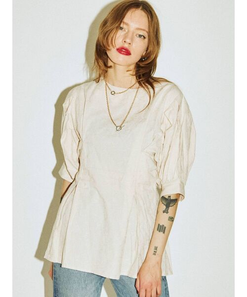 jouetie（ジュエティ）の「タックジャガードブラウス（シャツ/ブラウス・レディース・オフホワイト/ブラック/ピンク/イエロー・MEDIUM）」の17枚目の写真