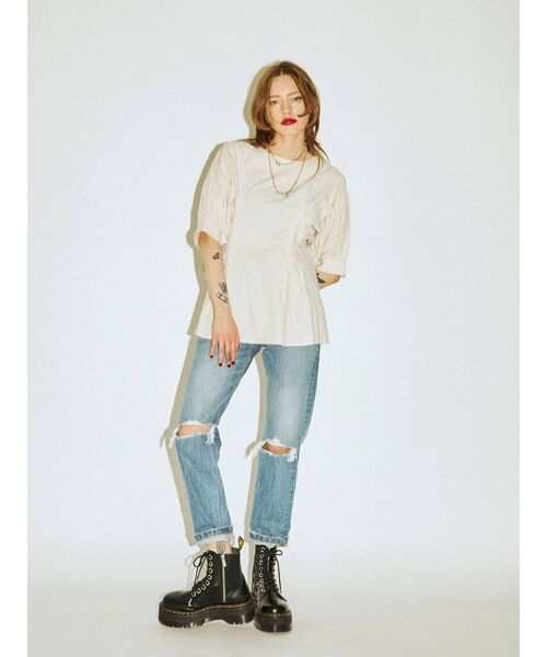 jouetie（ジュエティ）の「タックジャガードブラウス（シャツ/ブラウス・レディース・オフホワイト/ブラック/ピンク/イエロー・MEDIUM）」の8枚目の写真