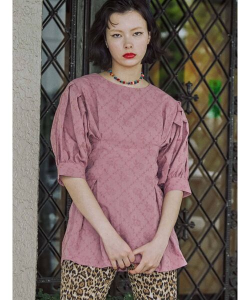 jouetie（ジュエティ）の「タックジャガードブラウス（シャツ/ブラウス・レディース・オフホワイト/ブラック/ピンク/イエロー・MEDIUM）」の10枚目の写真