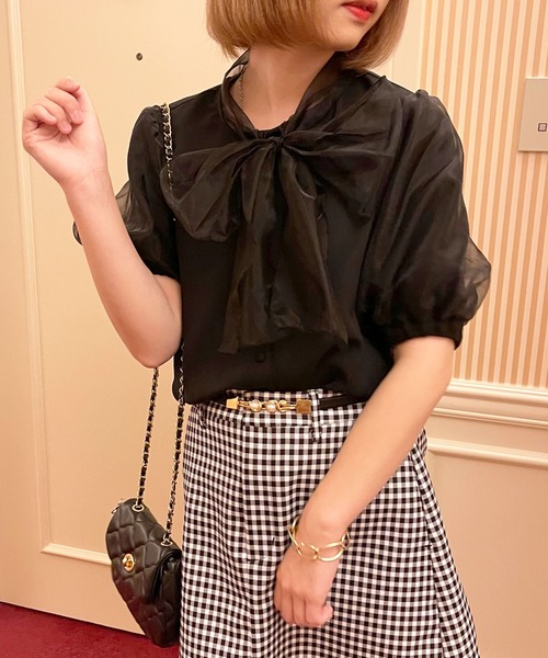 apres jour（アプレジュール）の「オーガンジーボウタイブラウス【ZOZOTOWN限定アイテム】【6AP】（シャツ/ブラウス・レディース・アイボリー/ブラック/オフホワイト・X-LARGE/フリー）」の6枚目の写真