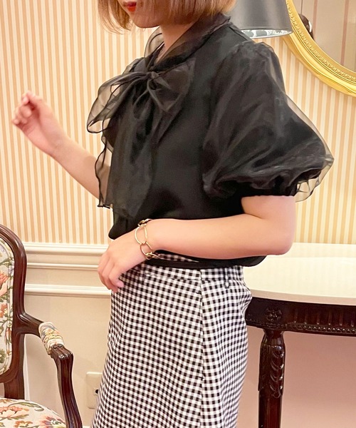 apres jour（アプレジュール）の「オーガンジーボウタイブラウス【ZOZOTOWN限定アイテム】【6AP】（シャツ/ブラウス・レディース・アイボリー/ブラック/オフホワイト・X-LARGE/フリー）」の9枚目の写真