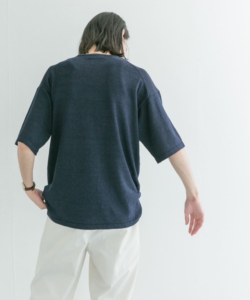 URBAN RESEARCH（アーバンリサーチ）の「ハンドウォッシャブル テンセル/ヘンプニット（Tシャツ/カットソー・メンズ・イエロー/ブルー/グレー系その他/ネイビー・MEDIUM/LARGE）」の2枚目の写真