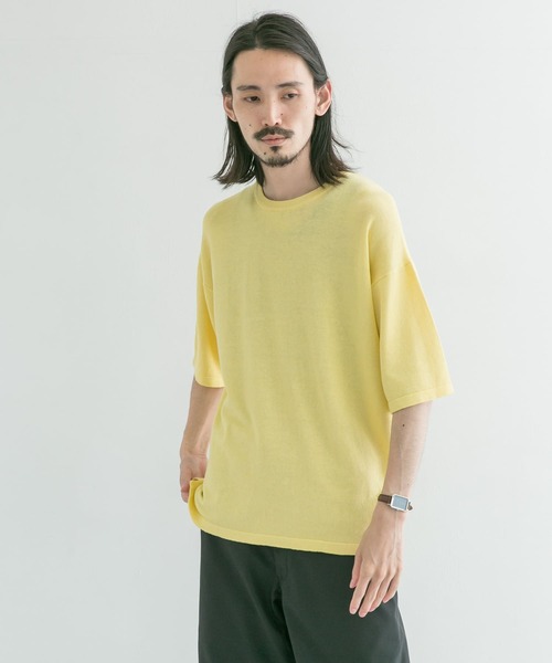 URBAN RESEARCH（アーバンリサーチ）の「ハンドウォッシャブル テンセル/ヘンプニット（Tシャツ/カットソー・メンズ・イエロー/ブルー/グレー系その他/ネイビー・MEDIUM/LARGE）」の4枚目の写真