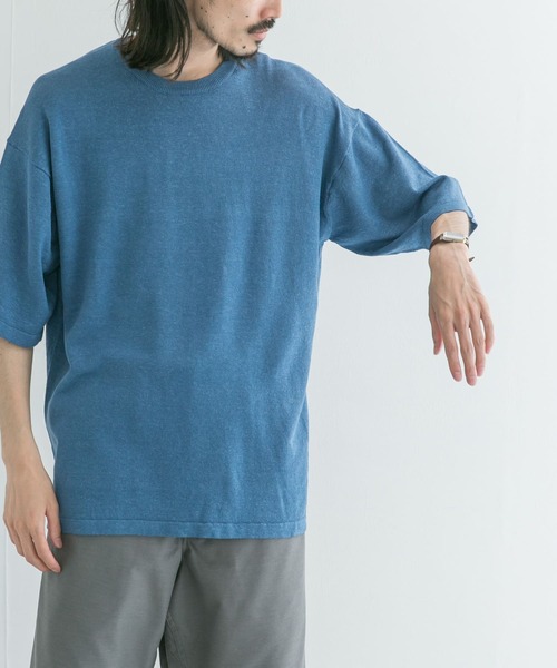 URBAN RESEARCH（アーバンリサーチ）の「ハンドウォッシャブル テンセル/ヘンプニット（Tシャツ/カットソー・メンズ・イエロー/ブルー/グレー系その他/ネイビー・MEDIUM/LARGE）」の3枚目の写真