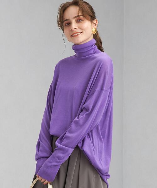 green label relaxing(グリーンレーベルリラクシング)の「EVERY. ハイネック プルオーバー ニット -ウォッシャブル-(ニット/セーター・レディース・ナチュラル/モカ/ピンク/パープル・FREE)」の7枚目の写真