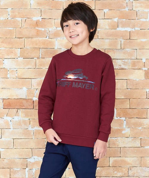 KRIFF MAYER（クリフメイヤー）の「ストレッチスペースクルー(ロゴ)（スウェット・キッズ・グレー/ベージュ/ワインレッド/ネイビー・130/150/170/120/140/160）」の4枚目の写真