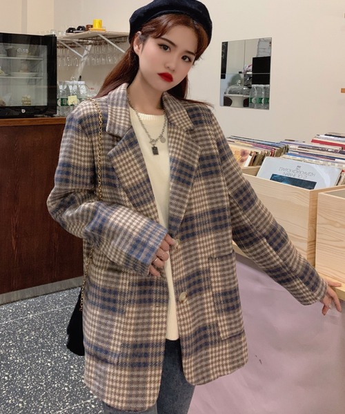 【入手困難】EMBA シェアードミンク テーラードジャケット チェック柄 M位 EMBA シェアードミンク テーラードジャケット チェック柄 M位