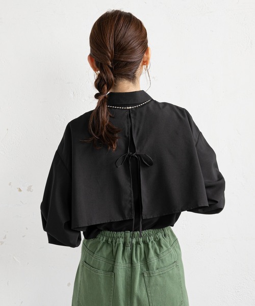 prose verse（プロズヴェール）の「ヨークデザインバックリボンシャツ（シャツ/ブラウス・レディース・オフホワイト/ブラック/グレー/モカ・ﾌﾘ-）」の6枚目の写真