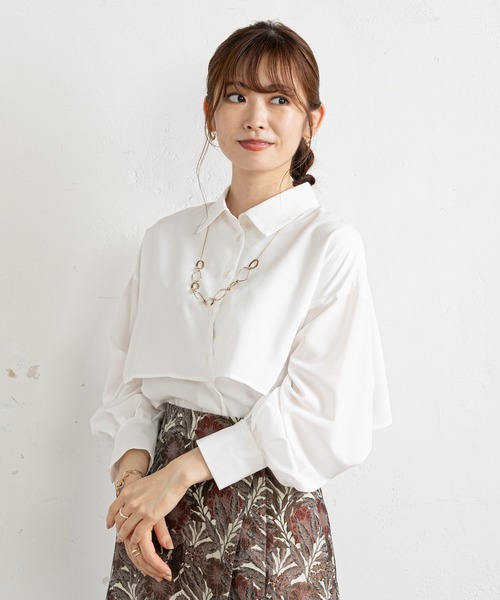 prose verse（プロズヴェール）の「ヨークデザインバックリボンシャツ（シャツ/ブラウス・レディース・オフホワイト/ブラック/グレー/モカ・ﾌﾘ-）」の8枚目の写真