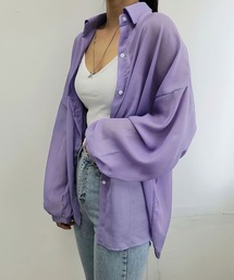 【数量限定販売】【 5color 】ボリューム袖シアーBIGシャツ
