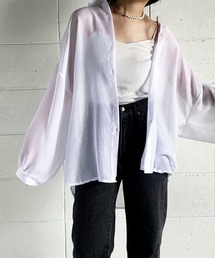 【数量限定販売】【 5color 】ボリューム袖シアーBIGシャツ