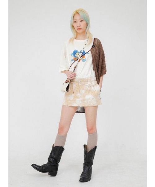 Never mind the XU / Chikashitsu+(ネバーマインド ザ エックスユー / チカシツプラス)の「【MORE THAN DOPE】Heart skirt(デニムスカート・レディース・ベージュ・S)」の7枚目の写真